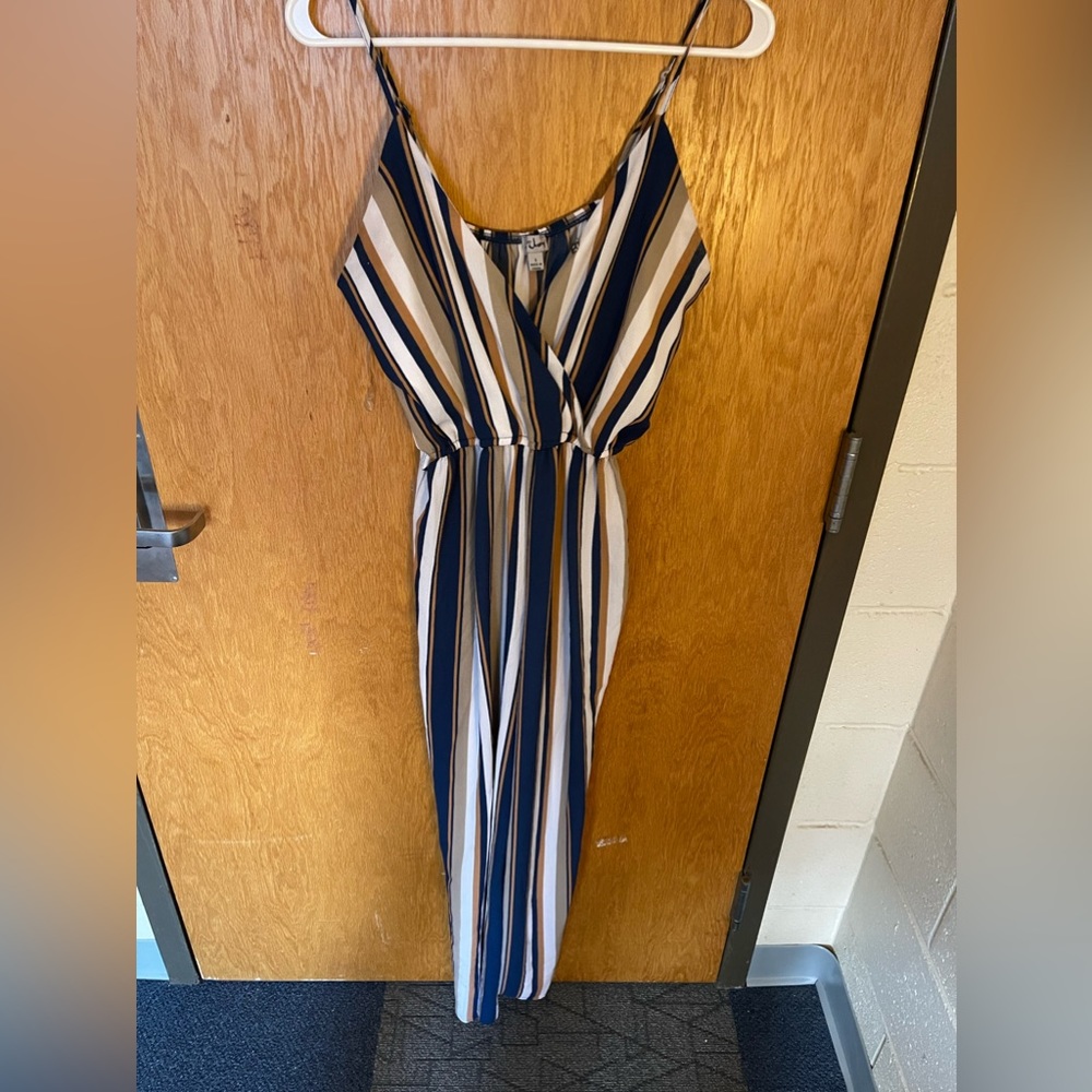Striped Navy and Orange Jumpsuit
